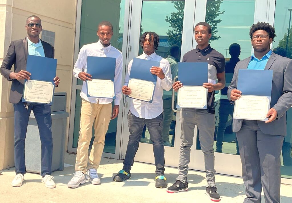 Program Graduates Left to right: Gifton Stewart, Marcus Hargrove, Dameon Bailey, Christopher
Johnson, and Lance Womble